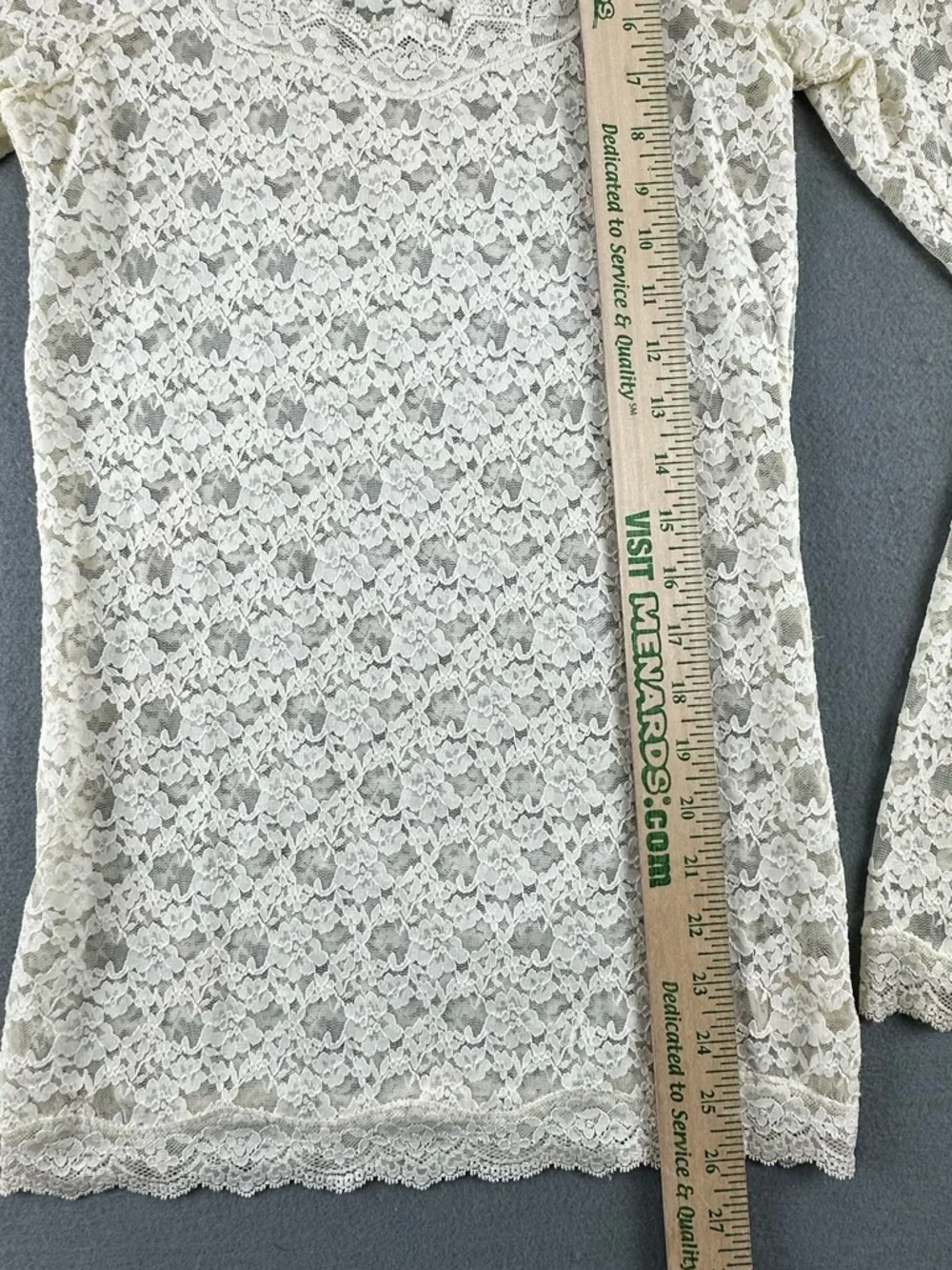 Free People Sheer Floral Lace Long Sleeve Layering Top Cream Size Small - Picture 5 of 7